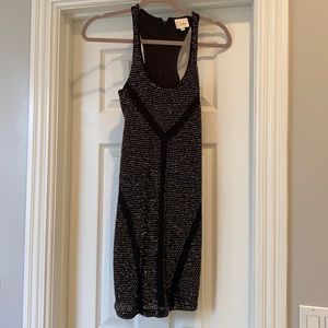 Black sequin form fitting cocktail dress